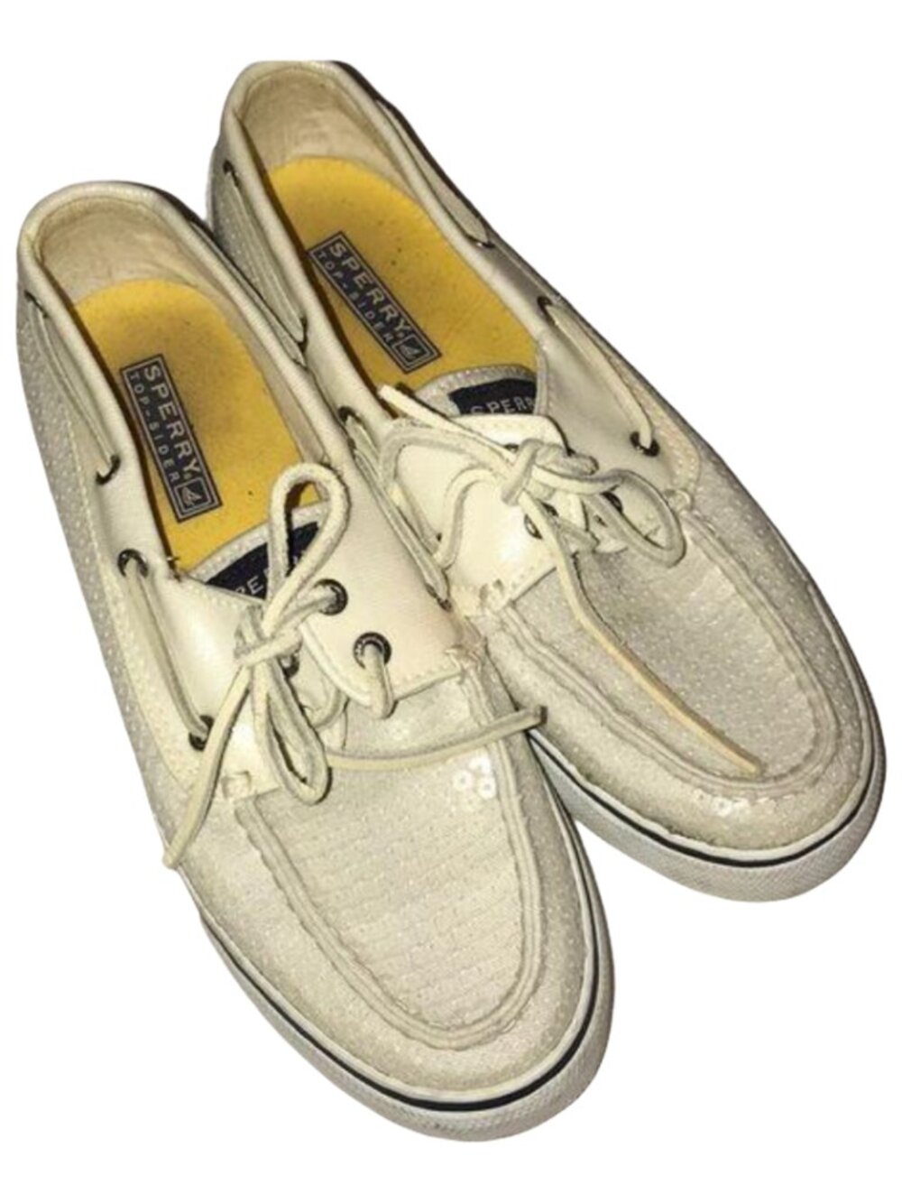 Sperry Top-Sider Womens Size 8M White Sequin Boat Shoes Casual Flats